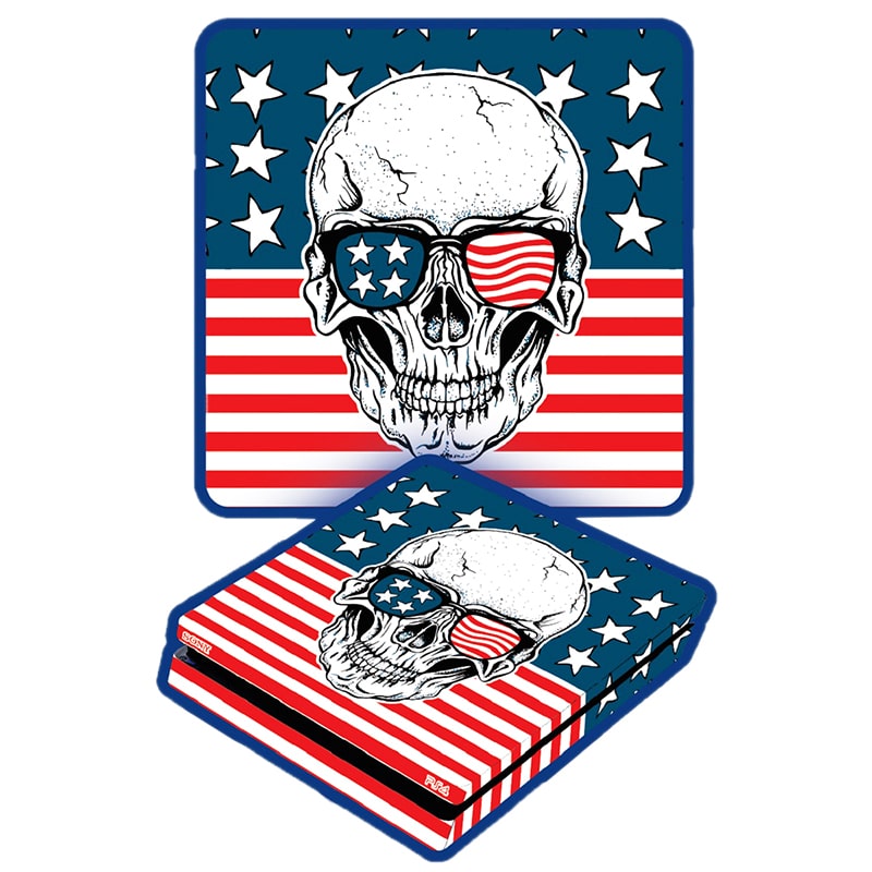 برچسب کنسول PS4 (GO) طرح پرچم آمریکا با جمجمه