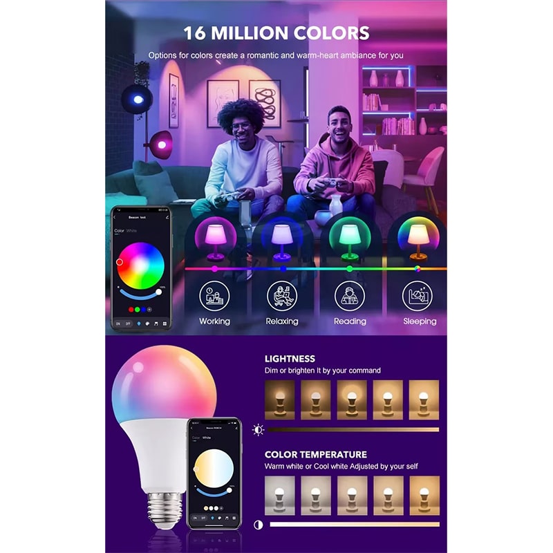 لامپ LED هوشمند RGB پایه E27 - Image 5