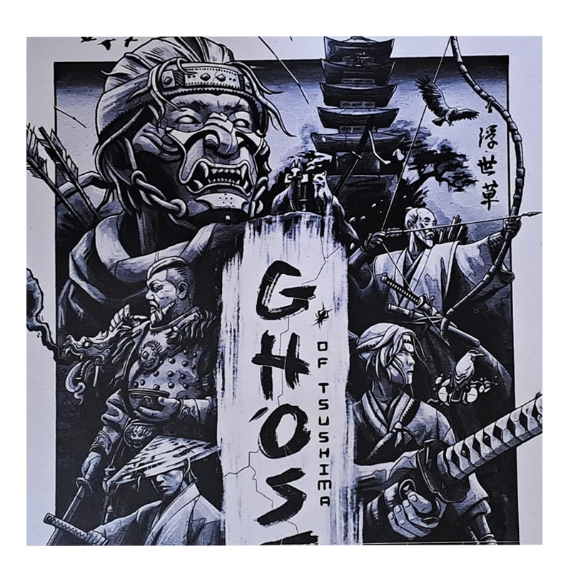 برچسب کنسول PS4 (GO) طرح Ghost Of Tsushima