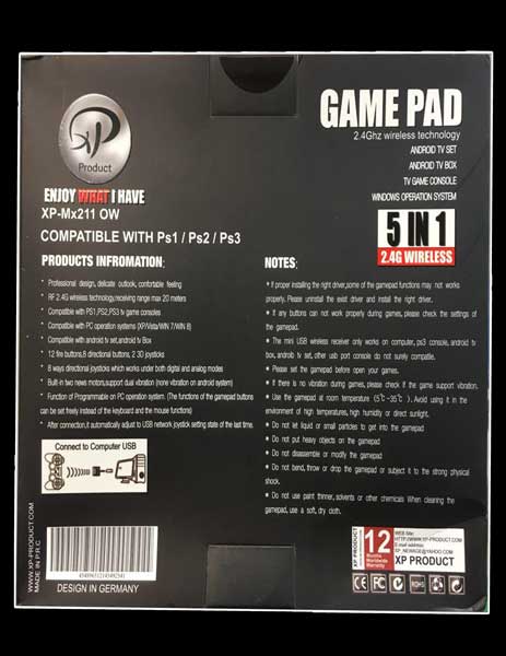 گیم پد بیسیم شوکدار 5 کاره آبی XP-MX211