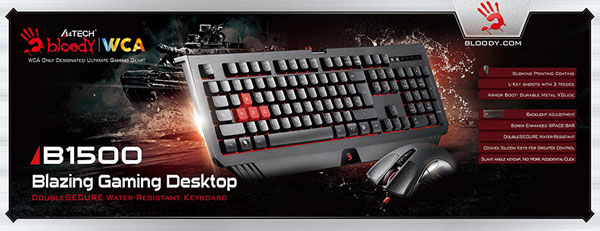 پکیج دنیای امکانات در کیبورد و موس گیمینگ A4tech Bloody B1500 Blazing