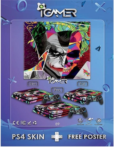 برچسب بدنه + دسته + پوستر بازی هدیه Joker I Gamer Play Station 4 Slim Cover