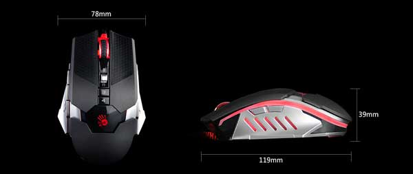 ابعاد موس گیمینگ A4TECH Bloody T50 Gaming Mouse