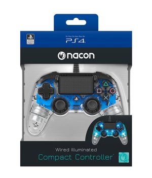 دسته بازی حرفه ای پلی استیشن 4 مدل WIRED COMPACT ILLUMINATED BLUE