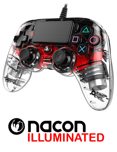 دسته بازی حرفه ای پلی استیشن 4 مدل WIRED COMPACT ILLUMINATED RED