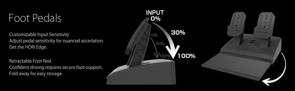 پدال‌های گاز و ترمز با حساسیت قابل تنظیم و محل استراحت پا