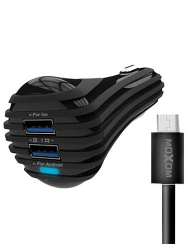 شارژر فندکی موکسوم مدل KC-06 به همراه کابل microUSB