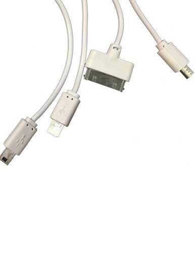 کابل تبدیل USB به microUSB و لایتنینگ و 30 پین و miniUSB مدل LC85 4 In 1 به طول 30 سانتی متر