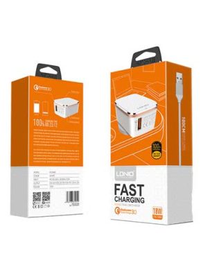 شارژر دیواری الدینیو مدل A1204Q به همراه کابل تبدیل USB C