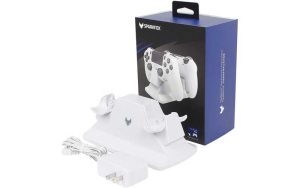 پایه شارژر دوگانه دسته PS4 سفید با آداپتور Sparkfox
