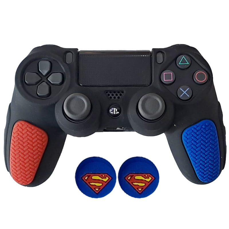 روکش دسته PS4 طرح ضد لغزش مشکی آبی-قرمز - Image 5