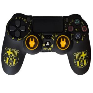 روکش دسته PS4 طرح FCB زرد با آنالوگ
