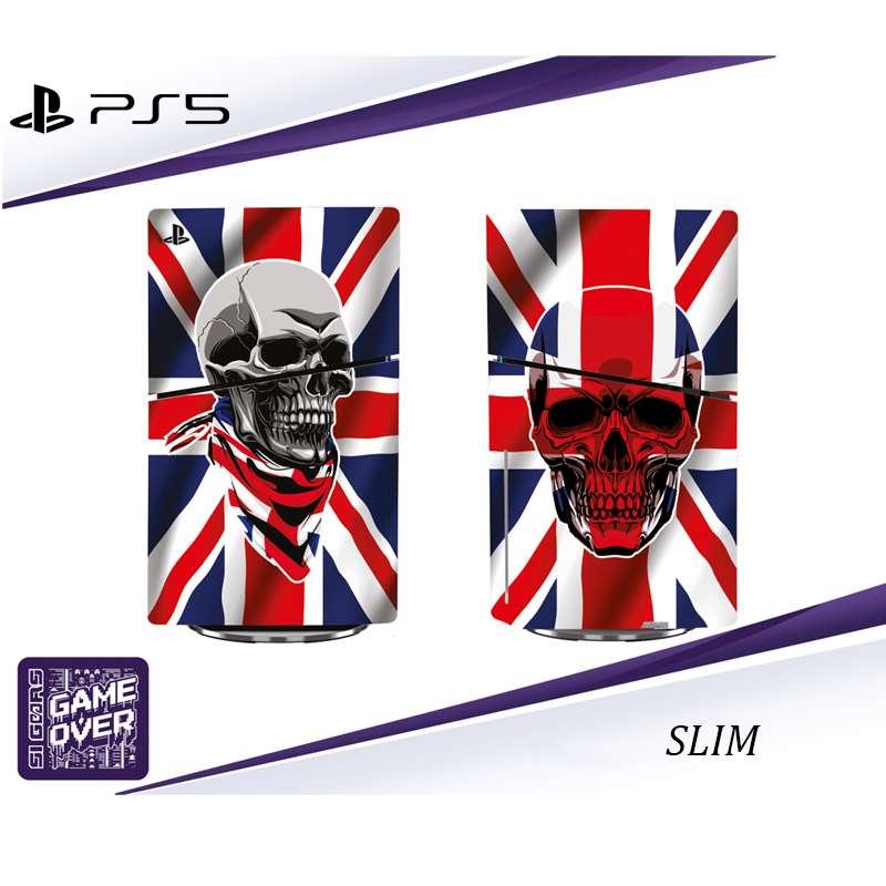 برچسب کنسول PS5 SLIM (GO) طرح England Flag Skull