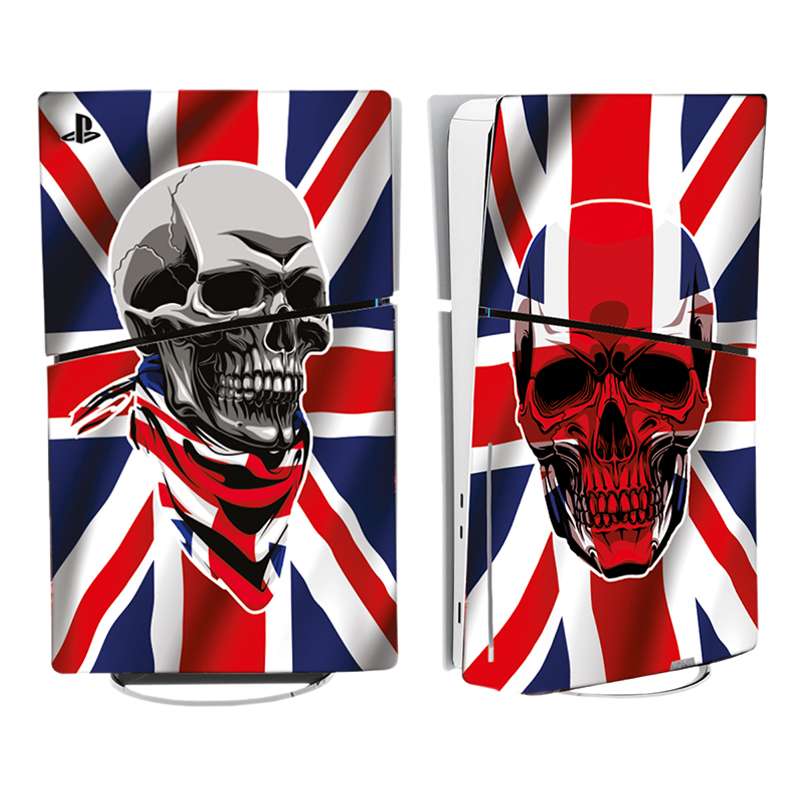 برچسب کنسول PS5 SLIM (GO) طرح England Flag Skull - Image 3